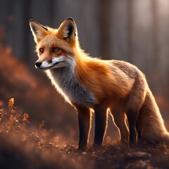 Fototapeta premium red fox in an autumn woods