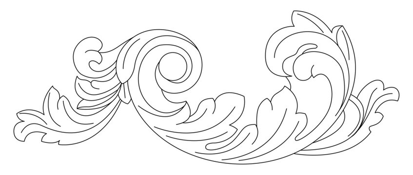 European embossed decorative pattern. Pattern flower carving. Beautiful hand drawn vector lines. Beautiful flower art engraving pattern. Stone carving, wood carving, brick carving.