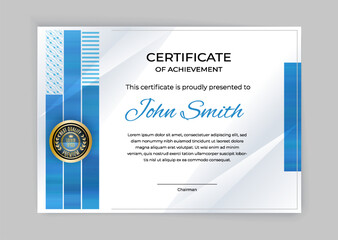 Fototapeta premium Certificate Blank with blue graphic design elements., Vector illustration