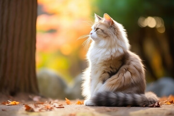 Naklejka na ściany i meble Calm and Composed: Cat in Park Meditation