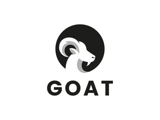 Goat flat design logo in circle shape
