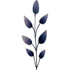 purple branch with leafs plant watercolor style