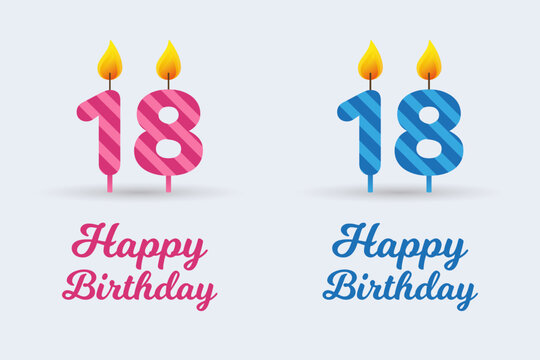 vector illustration with birthday candles for 18 years 