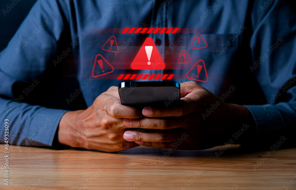 Poster alert email inbox for notification on internet letter security, caution against spam, viruses, junk 