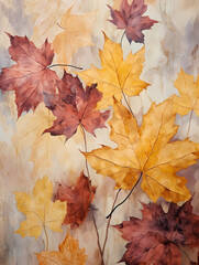 Naklejka na ściany i meble Painting Of Leaves On A Surface