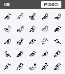 25 Bird Lineal Fill icons pack. vector illustration.