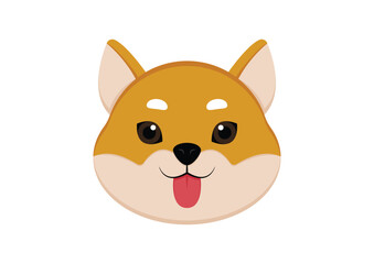 Dog Shiba Head Vector Illustration Isolated on White Background