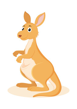 Kangaroo Cartoon Character Vector Illustration Isolated On White Background.eps