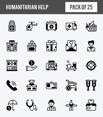 Fototapeta premium 25 Humanitarian Help Lineal Fill icons pack. vector illustration.