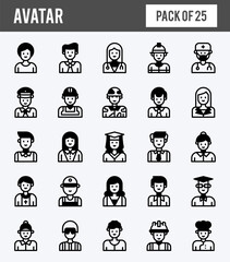 25 Avatar Lineal Fill icons pack. vector illustration.