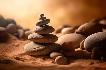 zen stones on the beach - obrazy, fototapety, plakaty
