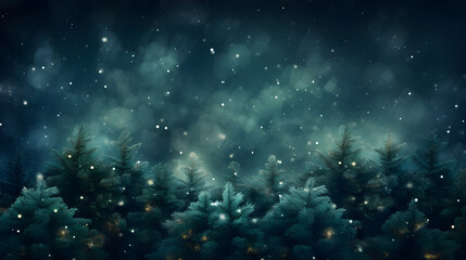 Christmas tree background with christmas lights and snowflakes. New year holiday background