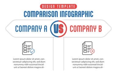 Comparison Infographic Design Template, Comparison between companies and products and services, Business presentation concept with 2 options, To do list or planning icon, vector illustration.	