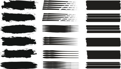 Set of brush strokes and lines. Vector