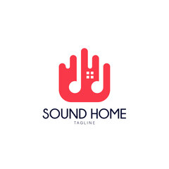 Creative music house, Sound Home Logo Symbol Design Template Flat Style Vector