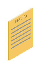 請求書2（縦型・アイソメ立ち・右向き・書類・英語・オレンジ・1枚）