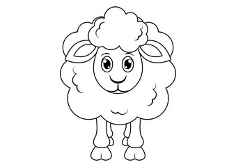 Black and White Sheep Cartoon Character Vector. Coloring Page of a Sheep