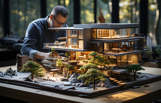 Architekt baut Modell