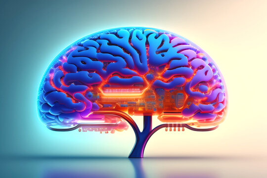 Nervous system in the human brain full of creativity in colors generative ai
