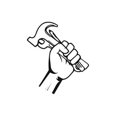 Vector Hand Holding tools for Construction Symbol Design Template Flat Style Vector