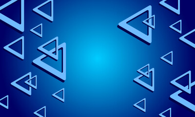 Blue triangle with shadow in gradient blue background illustration design vector