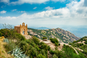 Fototapeta premium Montserrat Abbey and mountain near Barcelona, Spain 