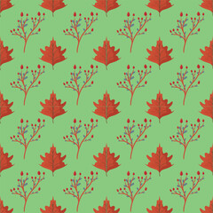 Seamless pattern Autumn leaf border. Gift wrap and scrapbook. Vector illustration for wallpaper, gift paper, fill patterns, web page backgrounds, autumn greeting cards.