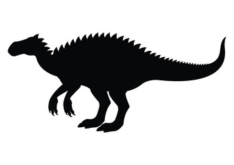 Iguanodon Dinosaur Silhouette Vector Isolated on White Background