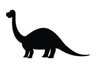 Brontosaurus Dinosaur Silhouette Vector Isolated on White Background © MihaiGr