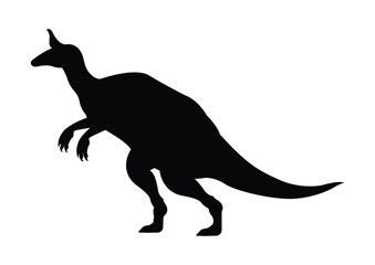 Tsintaosaurus Dinosaur Silhouette Vector Isolated on White Background