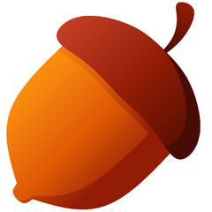 Autumn acorn vector icon. Acorn of fall season tree with gradient color. Autumn graphic resource for icon, sign, symbol or decoration. Acorn icon for fall season, nut, food, seed or plant