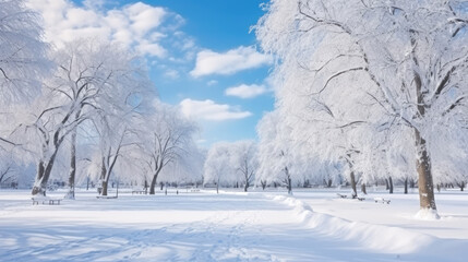 Winter scenery of snowy park