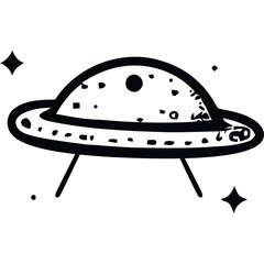 ufo flying in the space drawn