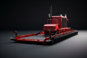 3D render of isolated red grader leveling roads for asphalt road on gray background with shadow. Generative AI - obrazy, fototapety, plakaty