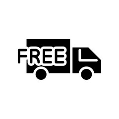 Free delivery solid icon. Fast shipping delivery truck, 24 hour fast speed delivery Courier van distribution business, logistics for apps websites Vector illustration design