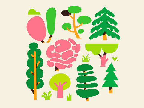 Trees Layered SVG Illustration