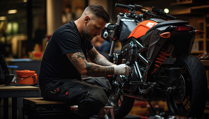Fototapeta na wymiar technician repairing motorcycle