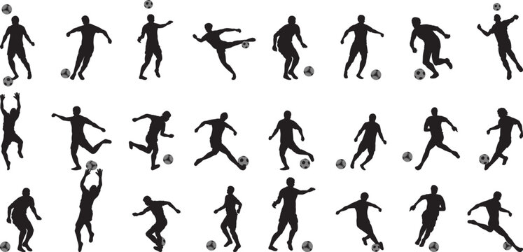 set of silhouettes of people football player vector file 