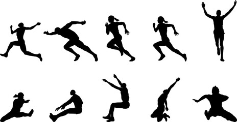 set of silhouettes of people