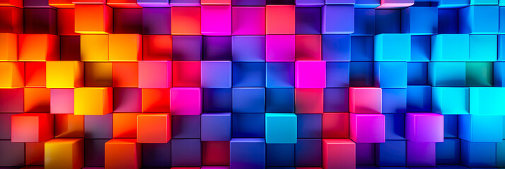 Abstrakte helle geometrische Pastellfarben 3D Quadraten und Rechtecken Hintergrund, Banner, Panorama. Generiert mit KI