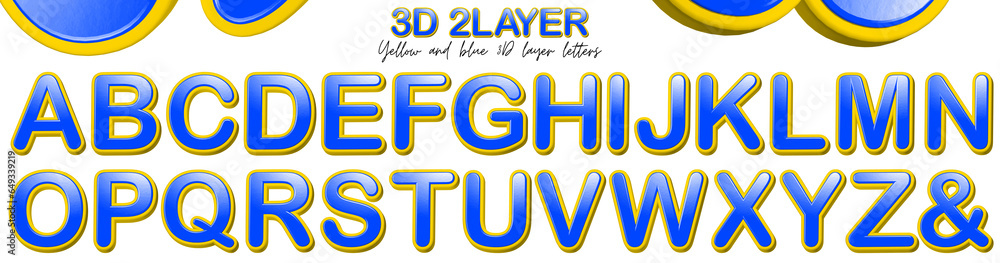 Wall mural 3d yellow and blue layer letters