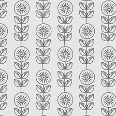 Flowers seamless pattern in scandinavian style. Vector.