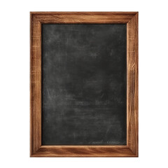 Wooden border blackboard isolated on transparent background. Concept of education and school.
