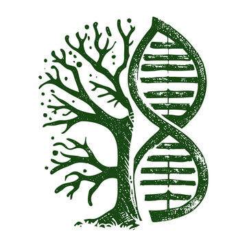 DNA symbol combined with a tree sketch