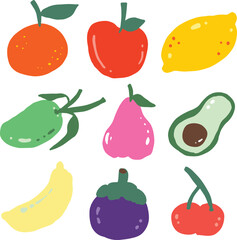 hand drawn fruits design for templates
