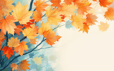 Naklejka na ściany i meble Autumn leaves illustration background,created with generative ai tecnology.