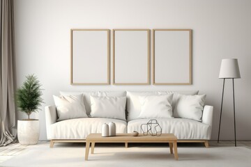 Mockup frame in contemporary Scandinavian living room
