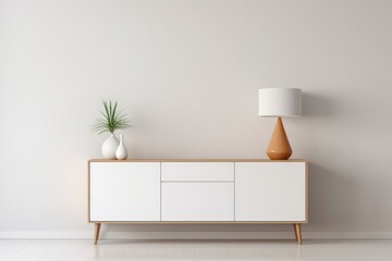 Mockup of a cabinet in a contemporaryempty room with a white wall