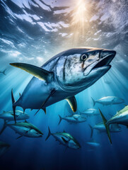 Tuna in its Natural Habitat, Wildlife Photography, Generative AI
