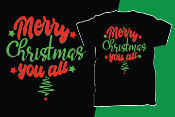 Merry christmas typography lettering tshirt